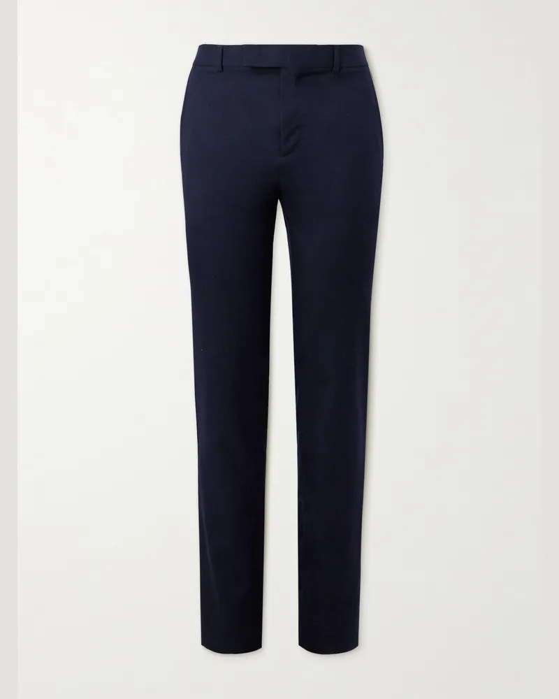 Celine Schmal geschnittene Hose aus Baumwollgabardine Blau