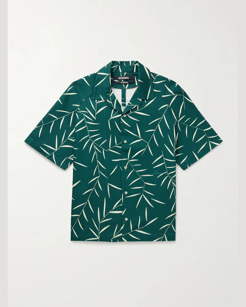 Jacquemus Fonccio Hemd aus Baumwoll-Twill mit Print und Reverskragen Grün