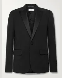 Saint Laurent Slim-Fit Satin-Trimmed Wool Blazer Schwarz