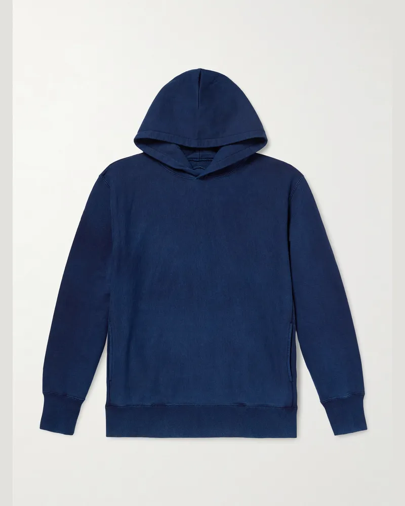 Blue Blue Japan Hoodie aus Biobaumwoll-Jersey in Indigo-Färbung Blau