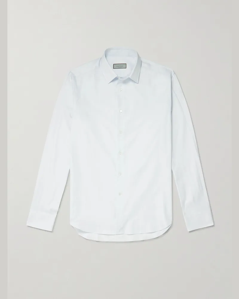 Canali Hemd aus Baumwolle mit Fischgratmuster Blau