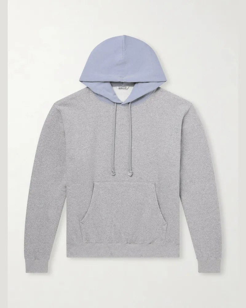 AURALEE Two-Tone Cotton-Jersey Hoodie Gray