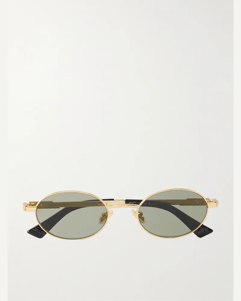 Bottega Veneta Stretch Panthos goldfarbene Sonnenbrille mit ovalem Rahmen Gold
