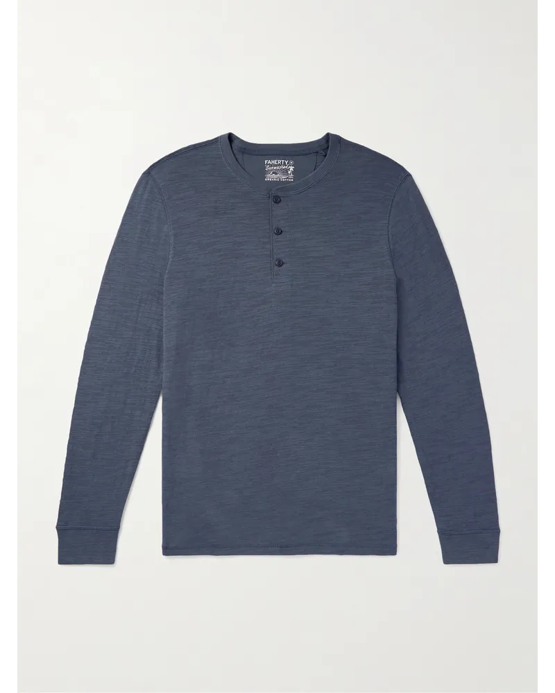 Faherty Henley Shirt aus Biobaumwolle Blau