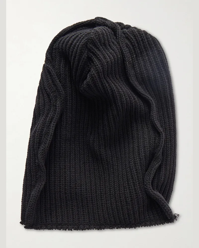 FourTwoFour on Fairfax Logo-Appliquéd Ribbed Cotton Beanie Black
