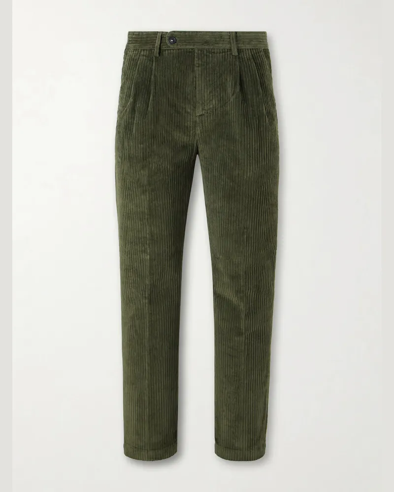 Massimo Alba Strallo02 Straight-Leg Cotton-Blend Corduroy Trousers Green