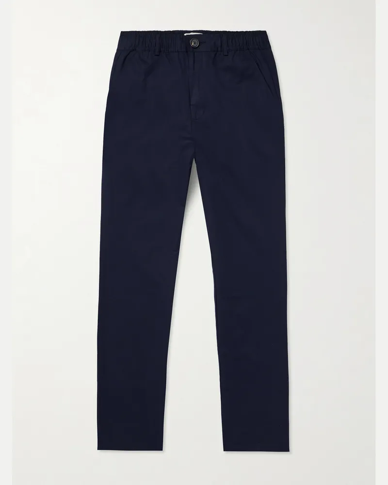 Oliver Spencer Ashdown Straight-Leg Cotton-Twill Trousers Blue
