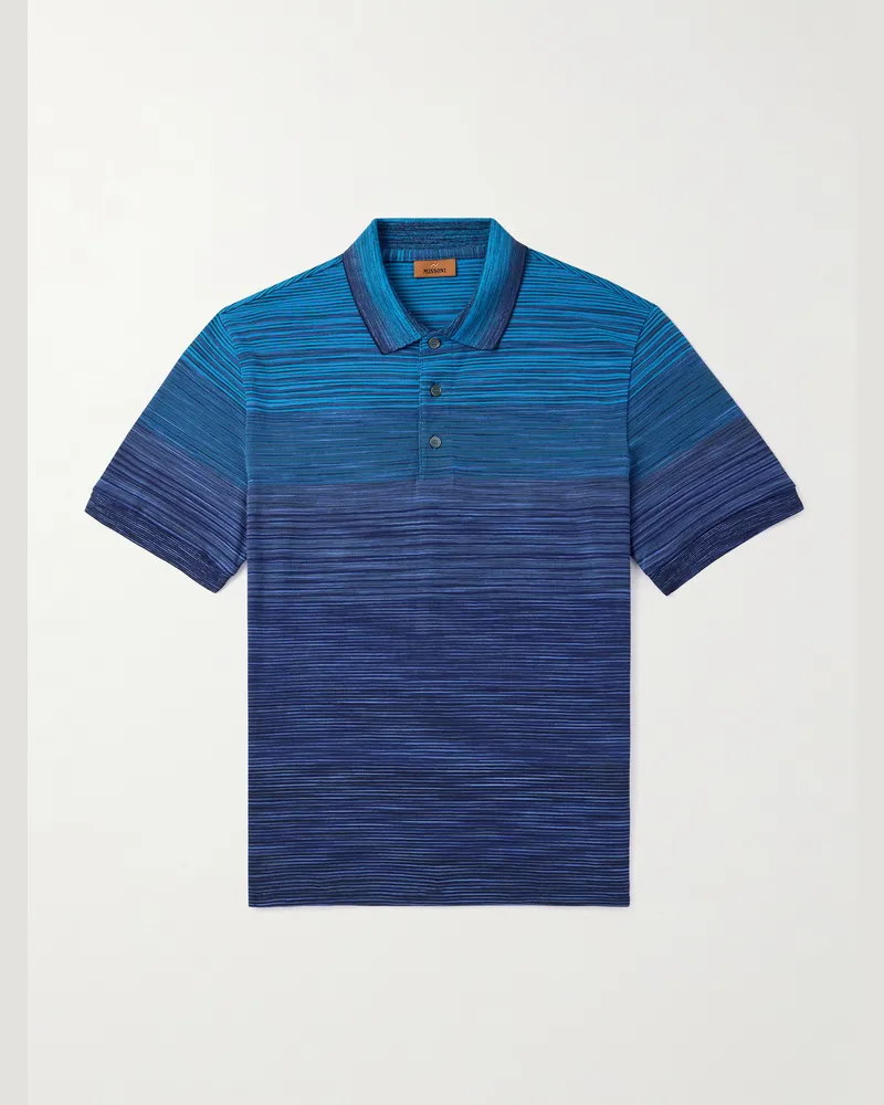 Missoni Polohemd aus Baumwoll-Piqué in Space-Dye-Färbung Blau