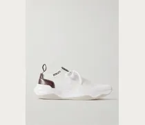 Shadow Leather-Trimmed Stretch-Knit Sneakers