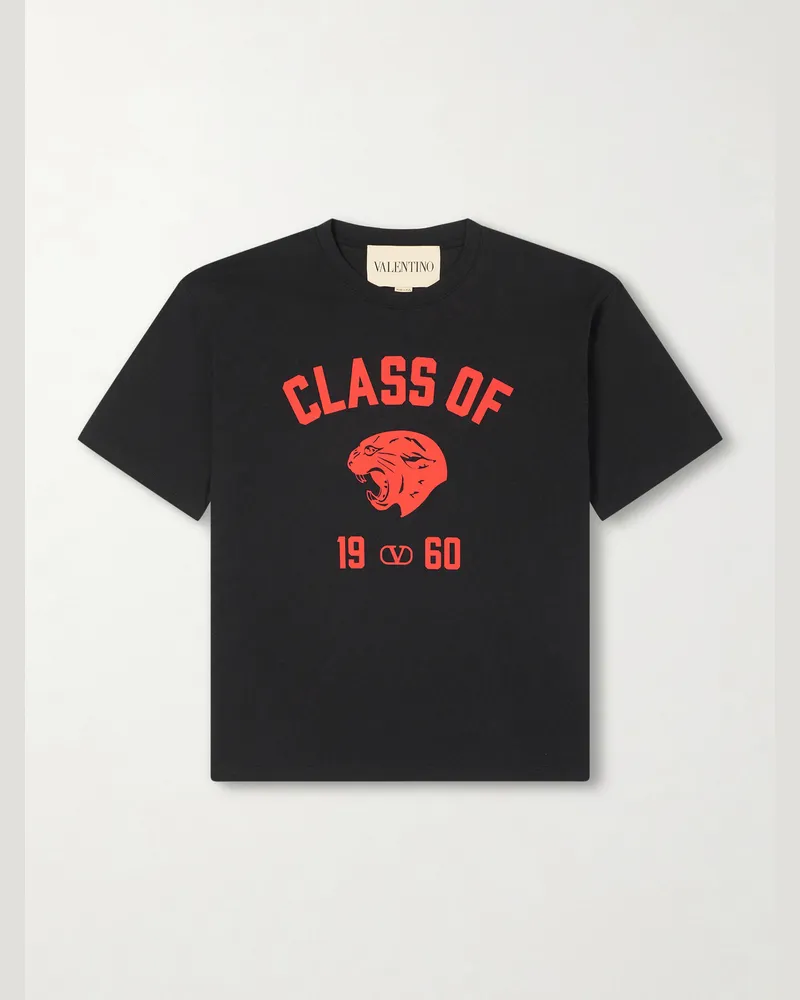 Valentino Garavani T-Shirt aus Baumwoll-Jersey mit Logoprint Schwarz