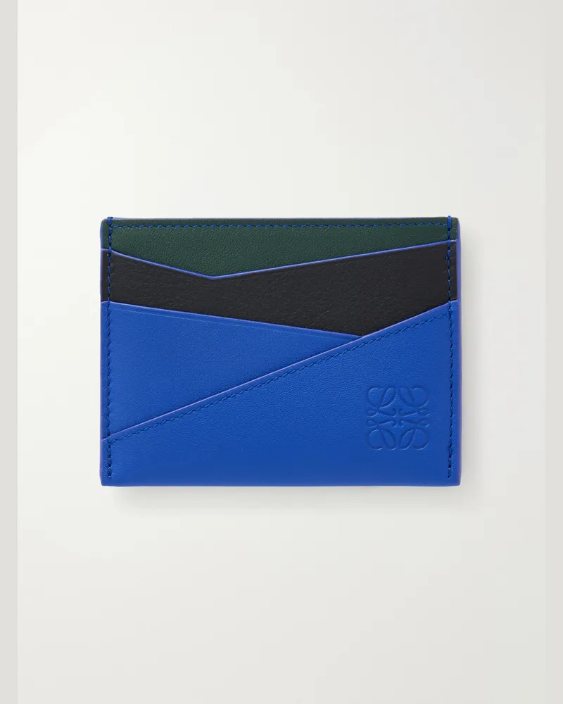 Loewe Puzzle Edge Anagram-Embossed Leather Cardholder Black