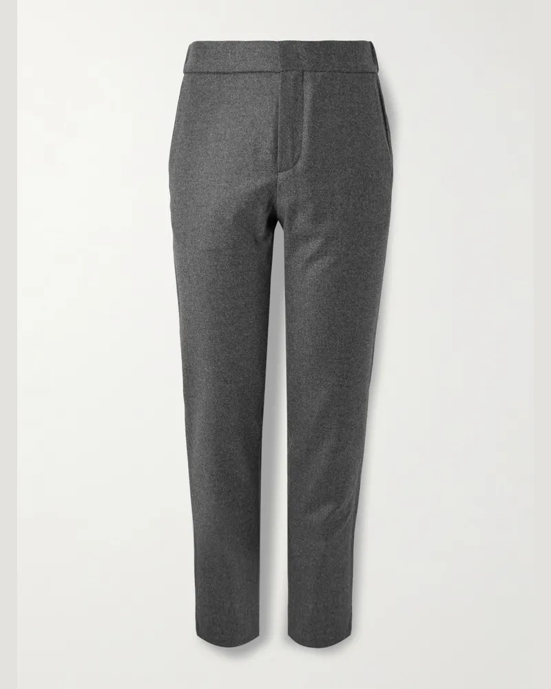 Loro Piana Leisure City schmal geschnittene Hose aus einer Schurwoll-Kaschmirmischung Grau