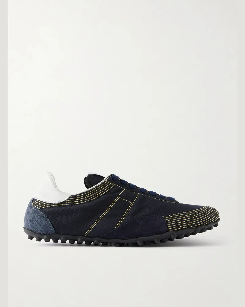 Maison Margiela Sprinters Leather and Suede-Trimmed Cotton-Twill Sneakers Black