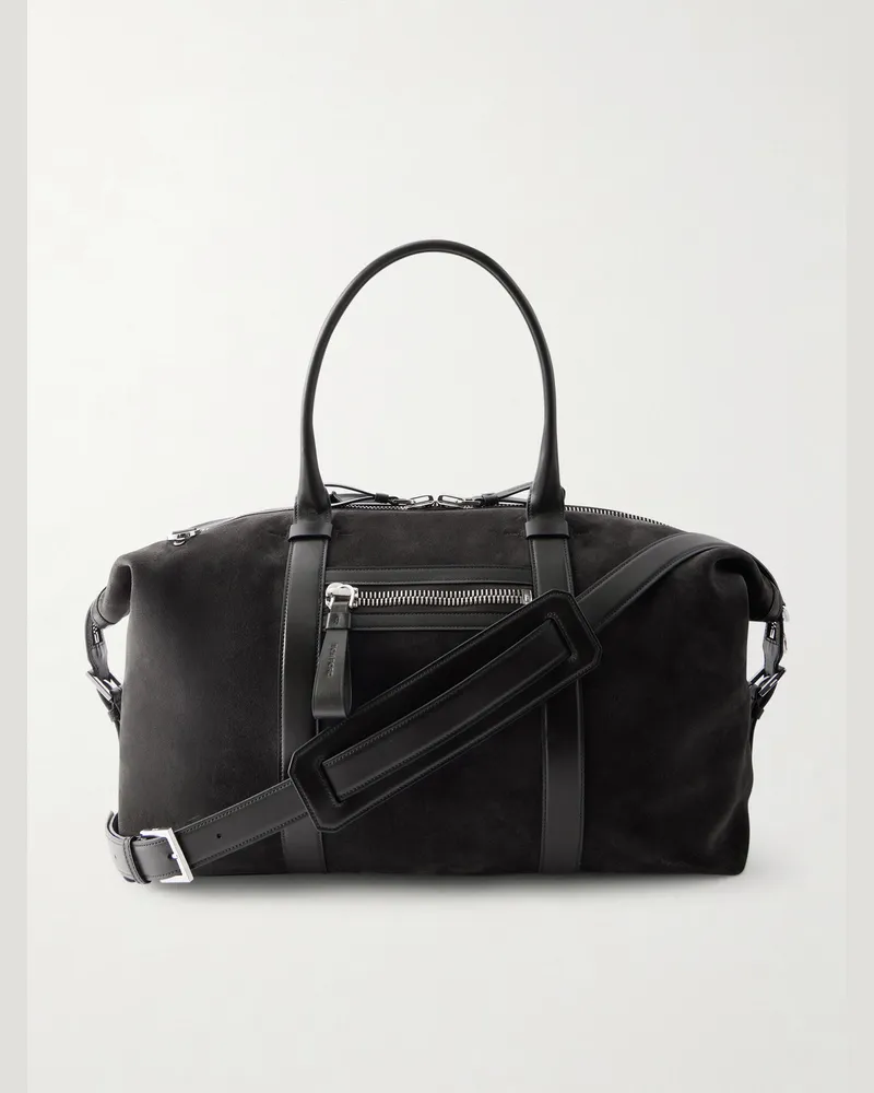 Tom Ford Buckley Leather-Trimmed Suede Holdall Black
