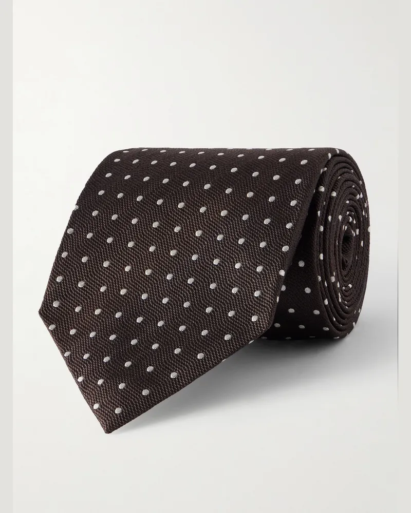 Tom Ford 8cm Polka-Dot Silk Tie Brown