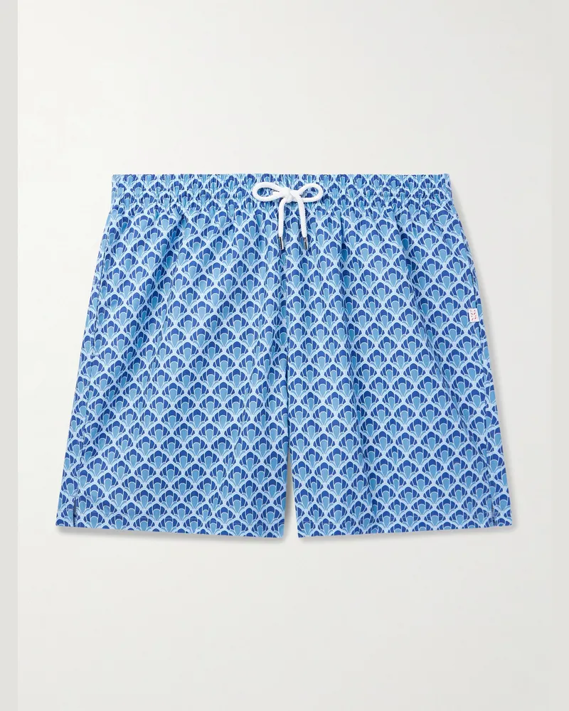Derek Rose Gerade geschnittene mittellange Badeshorts mit Print Blau