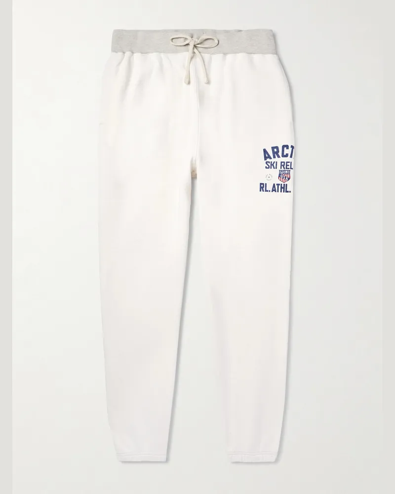 Ralph Lauren Schmal zulaufende Jogginghose aus Jersey aus einer Baumwollmischung mit Logoapplikation und Print Weiß