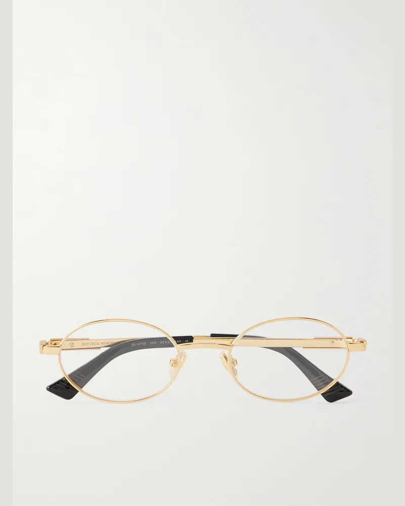 Bottega Veneta Stretch Panthos goldfarbene Brille mit ovalem Rahmen Gold