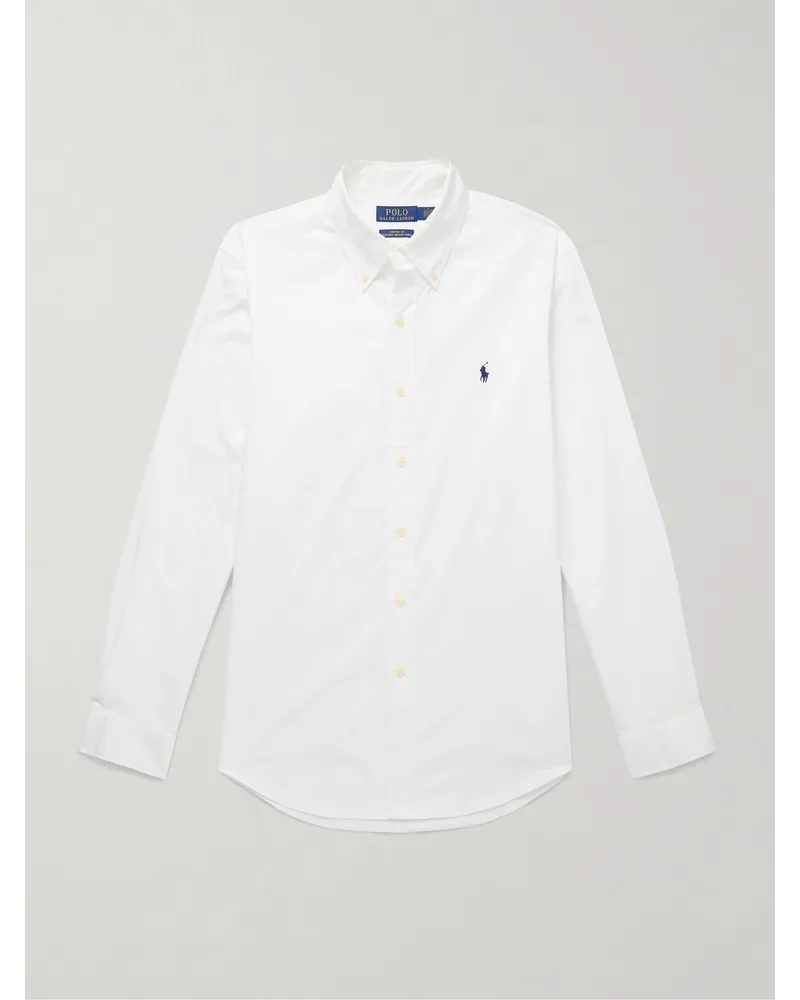 Ralph Lauren Hemd aus Baumwoll-Twill mit Button-Down-Kragen und Logostickerei Weiß