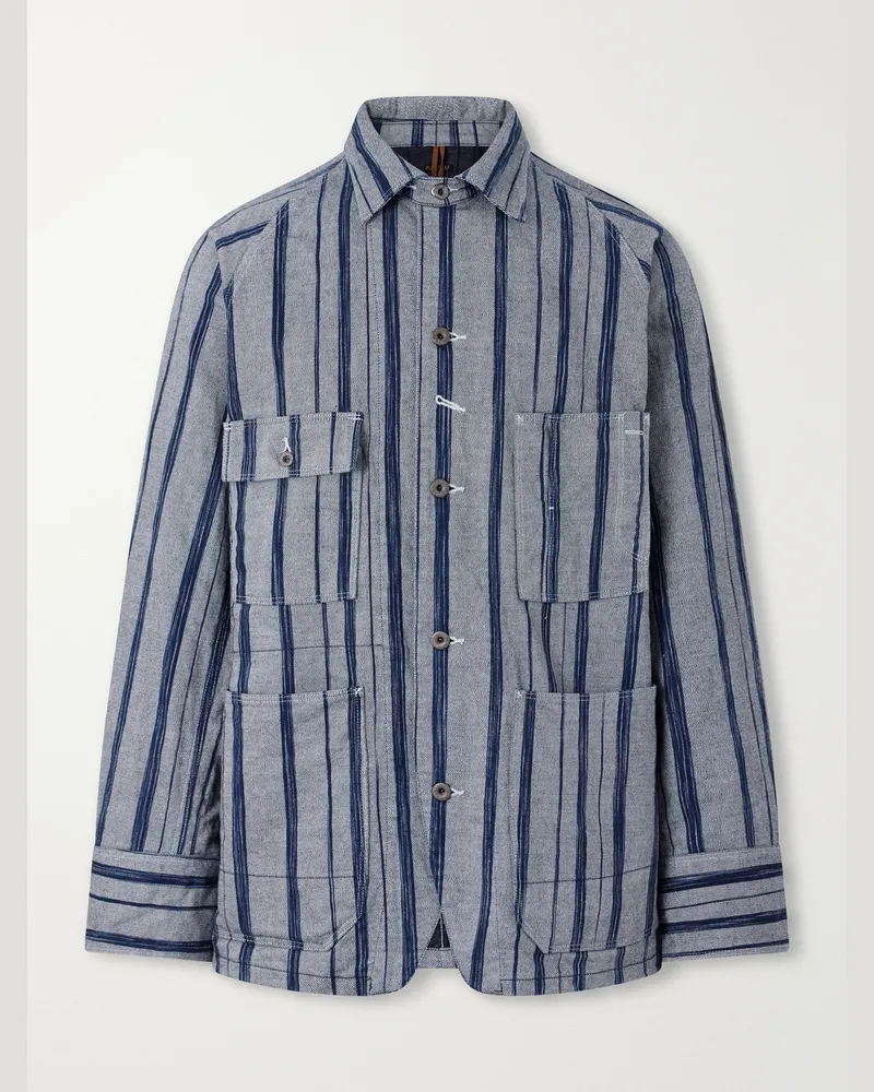KAPITAL Cactus Striped Cotton-Kasuri Jacket Blue