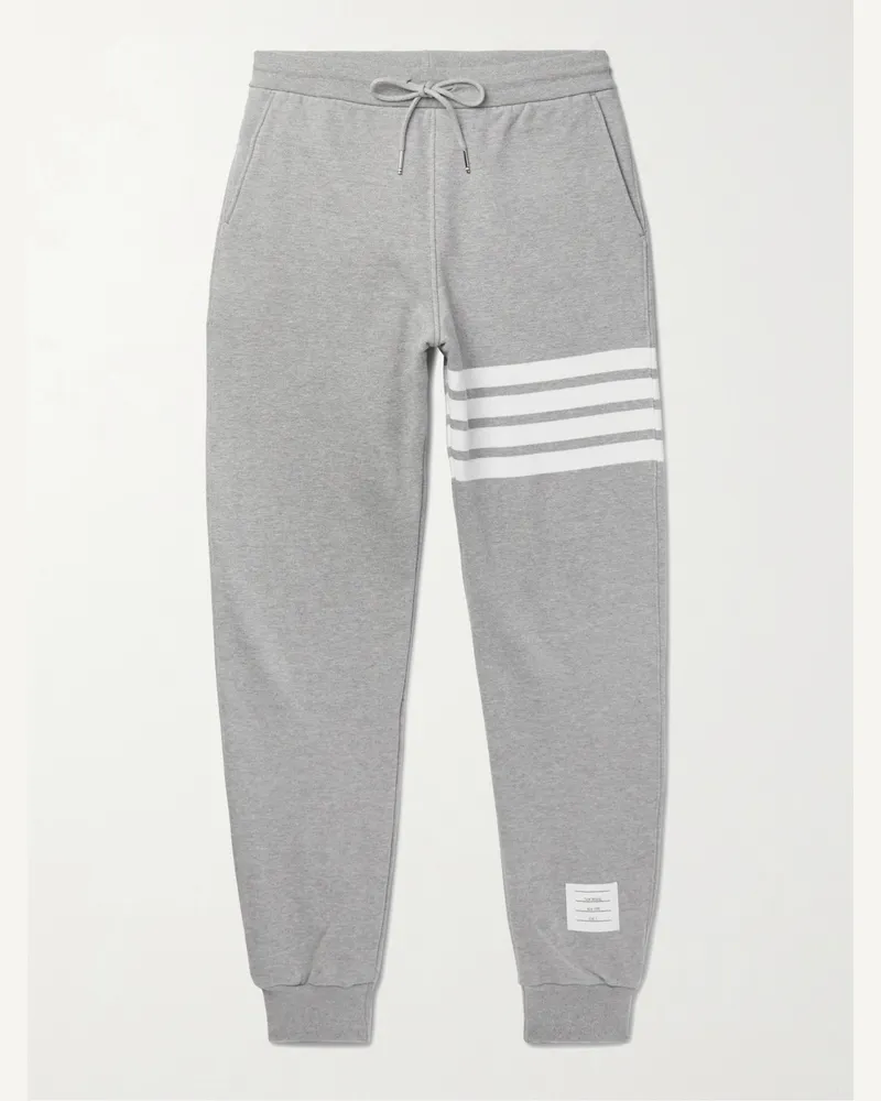 Thom Browne Schmal zulaufende Jogginghose aus Baumwoll-Jersey mit Frotteeschlingen an der Innenseite und Streifen Grau