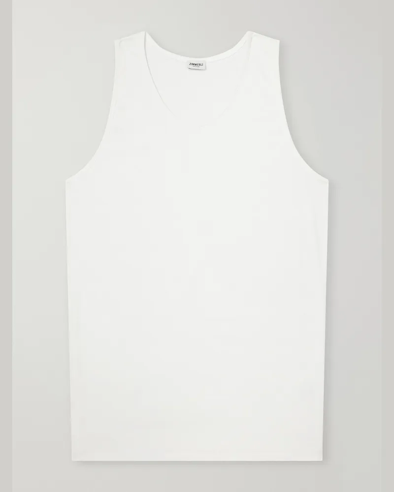 Zimmerli Sea Island Cotton-Jersey Tank Top White