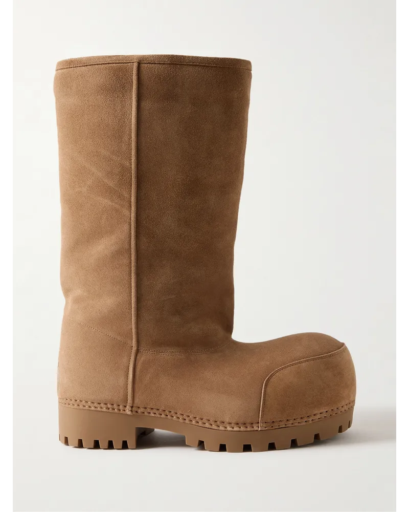 Balenciaga Alaska Stiefel aus Veloursleder mit Futter aus Shearling-Imitat Braun