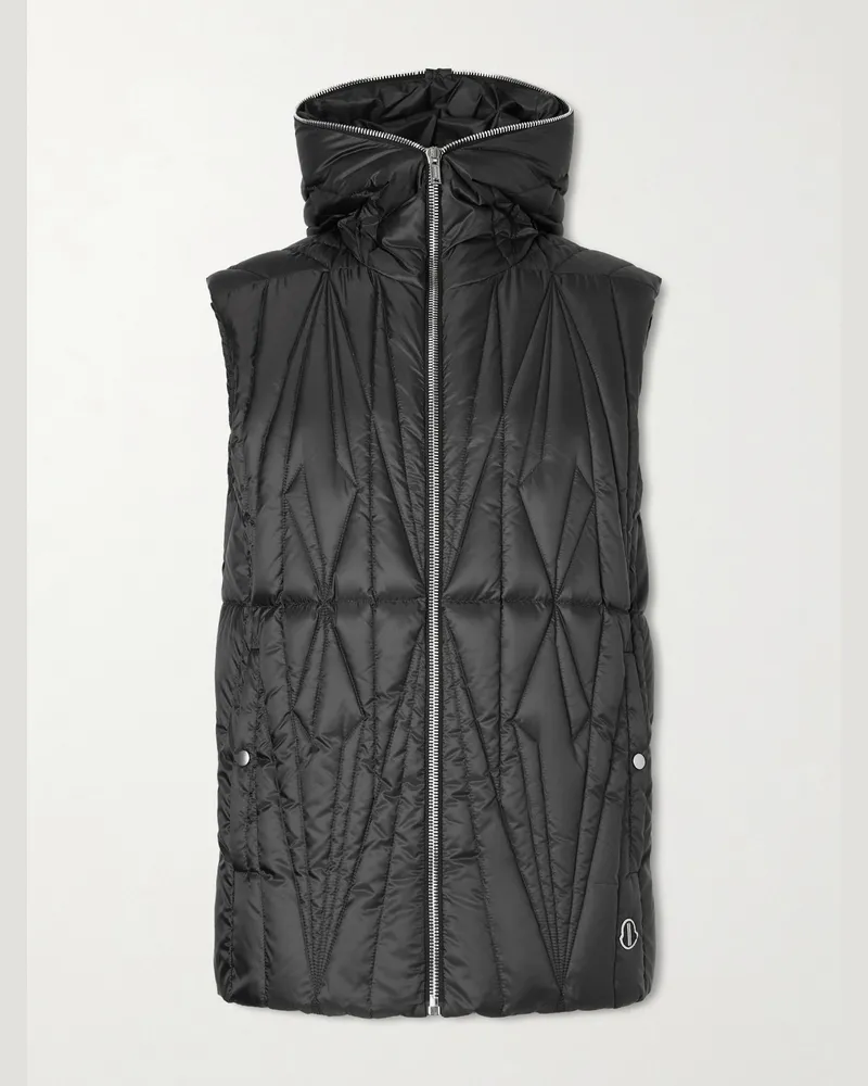 Rick Owens Moncler Quilted Shell Hooded Down Gilet Black
