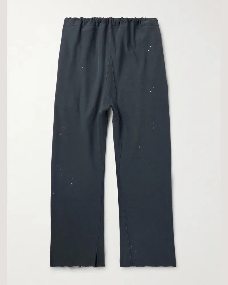 Maison Margiela Gerade geschnittene Jogginghose aus Baumwoll-Jersey mit Farbspritzern in Distressed-Optik Schwarz