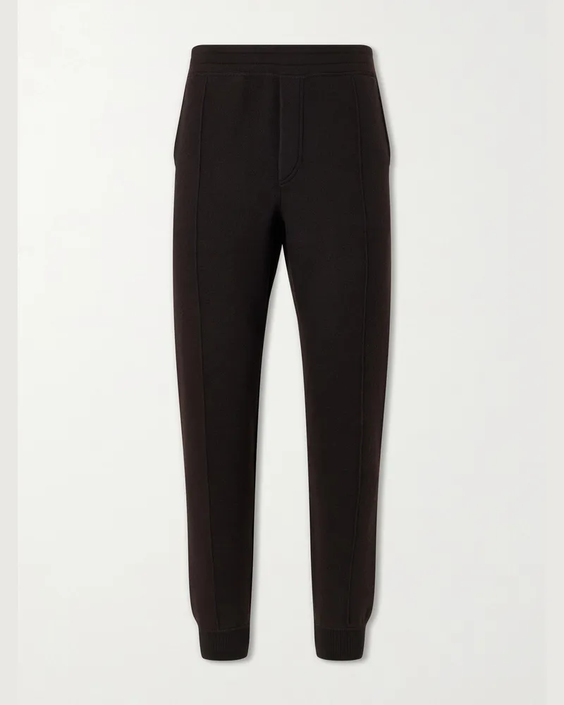 Tom Ford Tapered Wool-Jersey Sweatpants Brown