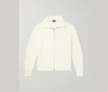 Slim-Fit Ribbed Wool and Mohair-Blend Zip-Up Cardigan