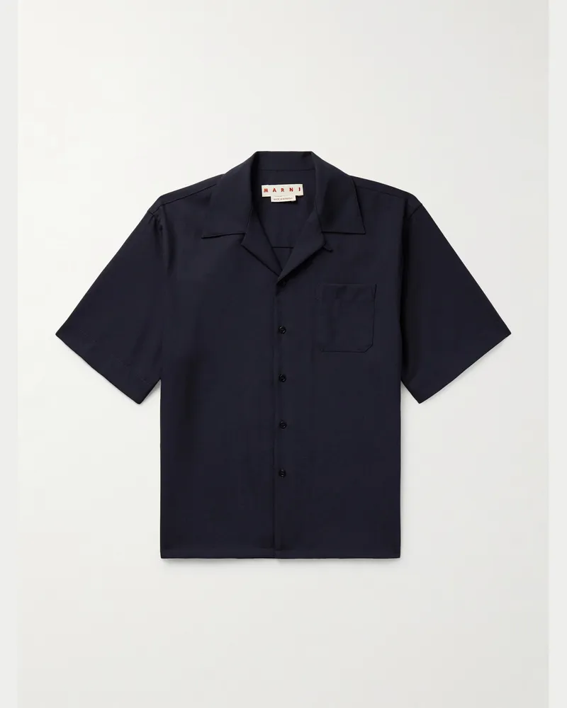 Marni Hemd aus Wolle mit wandelbarem Kragen Blau
