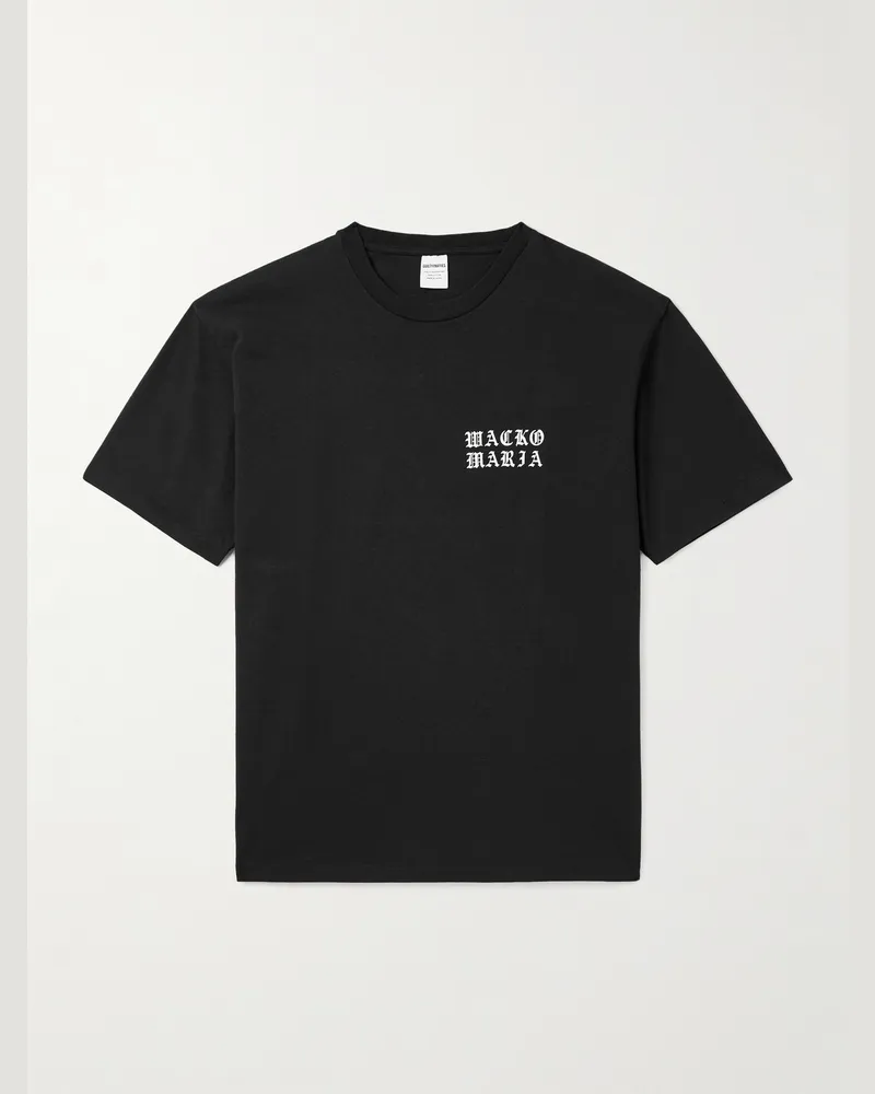 Wacko Maria T-Shirt aus Baumwoll-Jersey mit Logoprint Schwarz