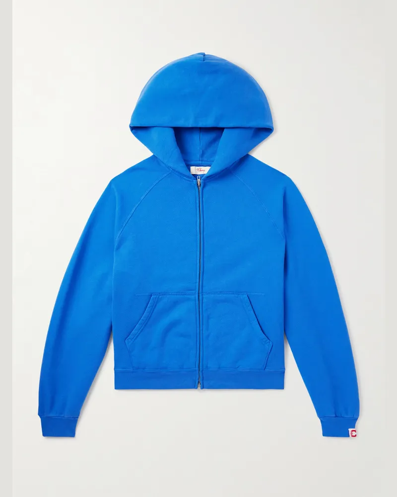 Cherry Los Angeles Logo-Appliquéd Cotton-Jersey Zip-Up Hoodie Blue