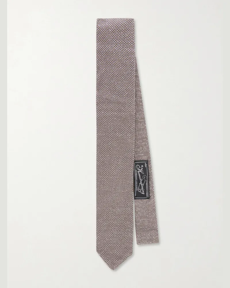 Mfpen 7cm Metallic Silk-Blend Tie Silver