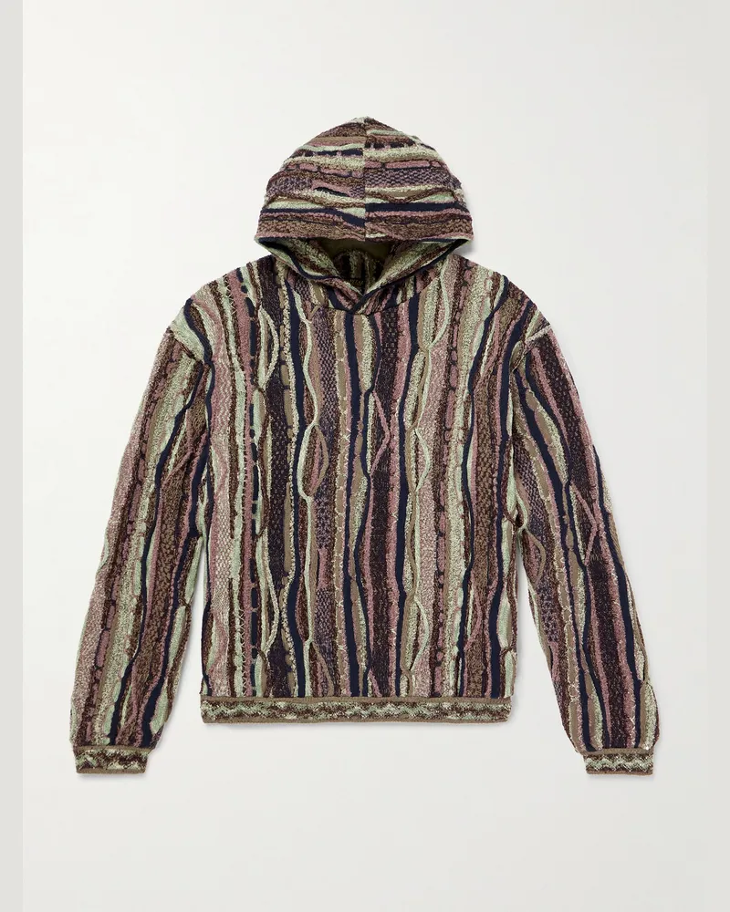 KAPITAL Gaudy Knitted Hoodie Blue