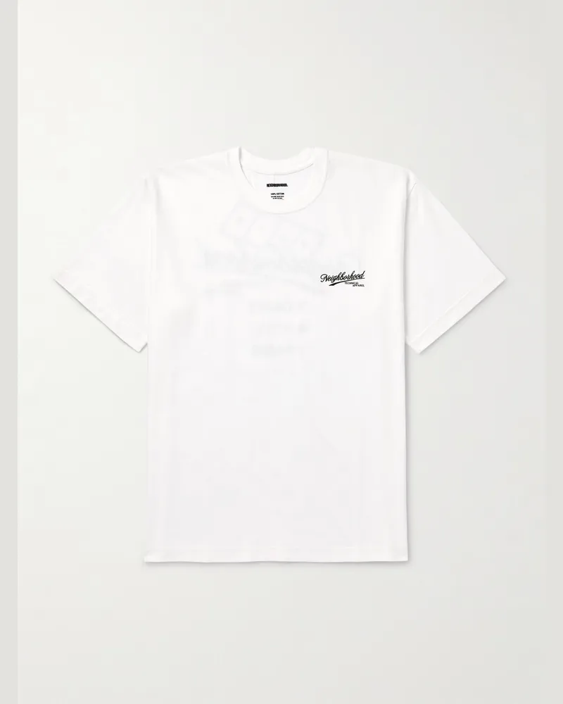 Neighborhood Logo-Print Cotton-Jersey T-Shirt White