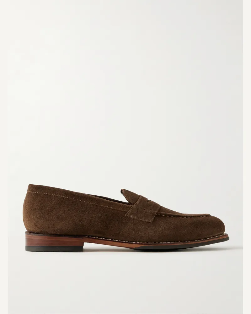Grenson  Lloyd Pennyloafers aus Veloursleder Braun