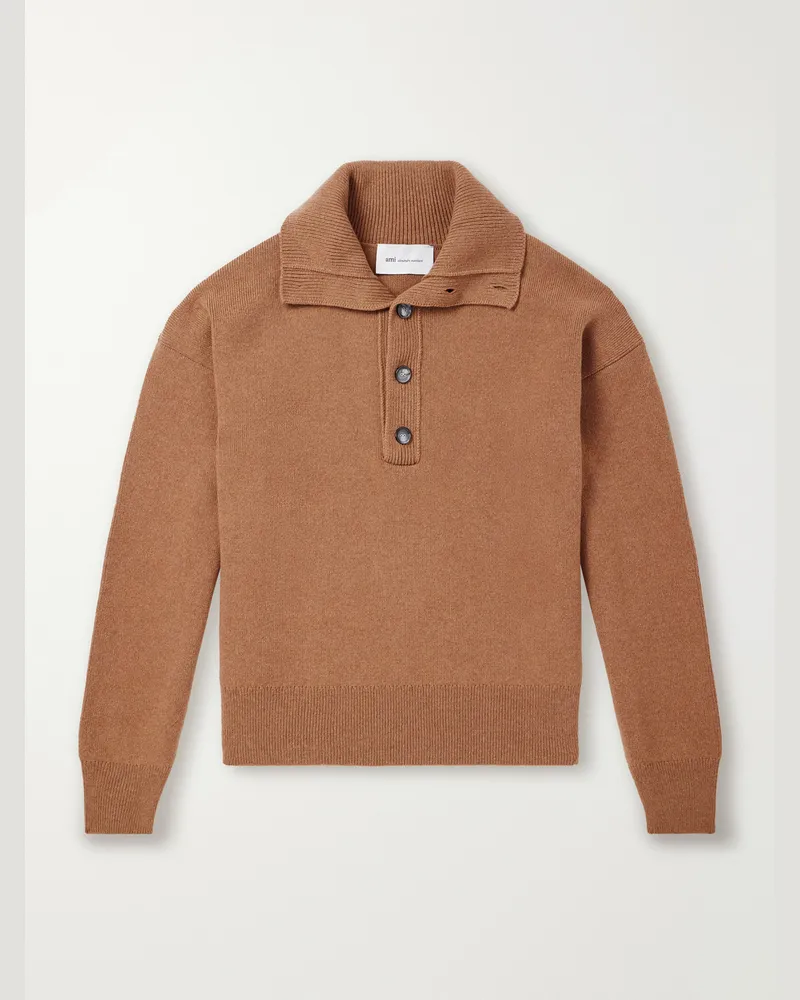 AMI Paris Merino Wool Sweater Brown