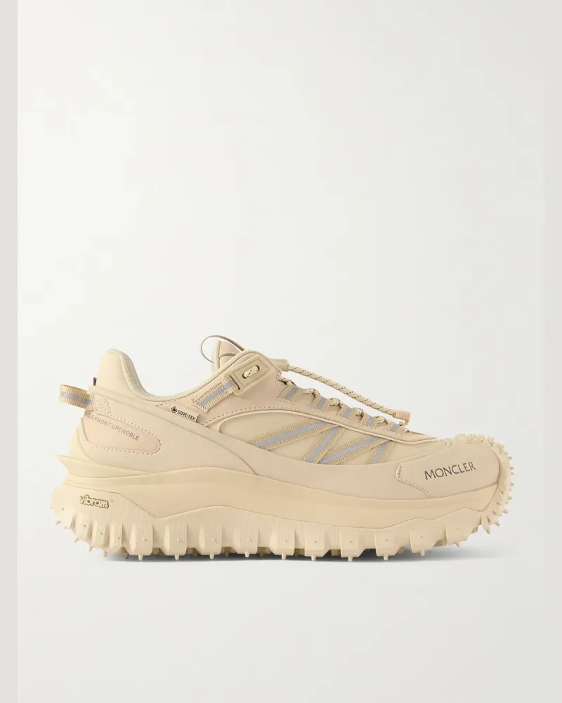 Moncler Trailgrip GTX Leather-Trimmed Canvas Sneakers Neutrals