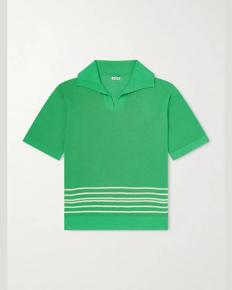 BODE Bentgrass Striped Cotton Polo Shirt Green