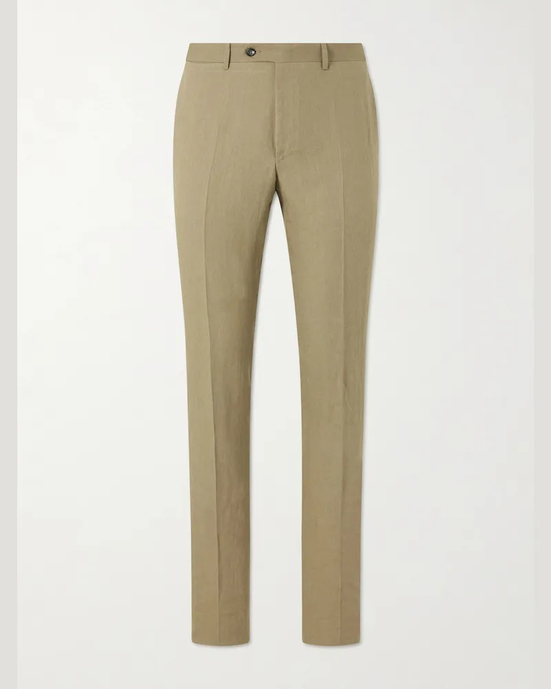 Canali Straight-Leg Linen Suit Trousers Neutrals