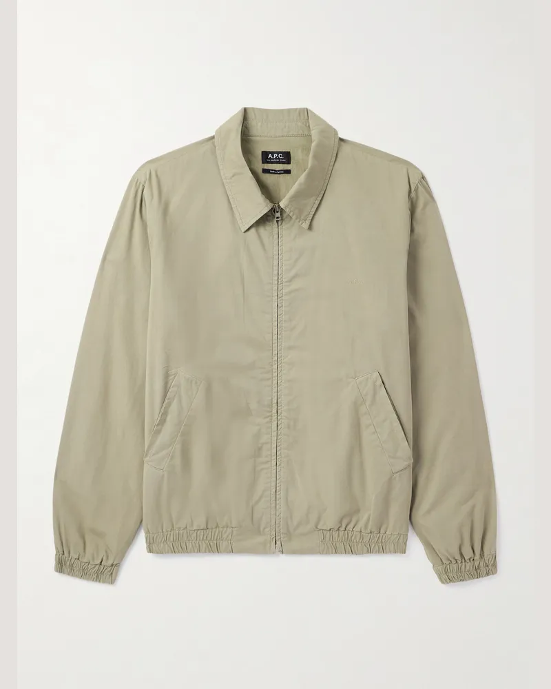 A.P.C. Gilbert Blouson aus Baumwoll-Twill mit Logostickerei Grün