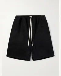 Rick Owens Gerade geschnittene Shorts aus Kaschmirfleece mit Kordelzugbund Schwarz