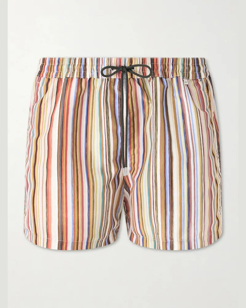Paul Smith Straight-Leg Mid-Length Striped Recycled Swim Shorts Multi