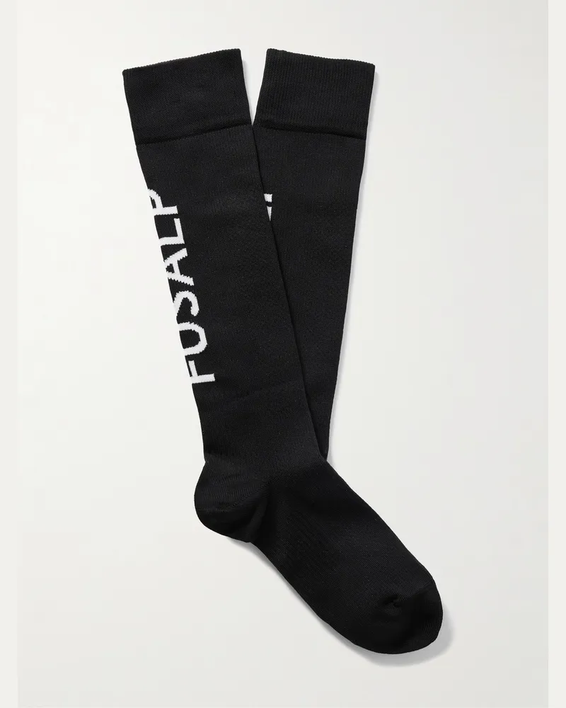 FUSALP Pop II Skisocken aus Jacquard-Rippstrick mit Logomotiv Schwarz