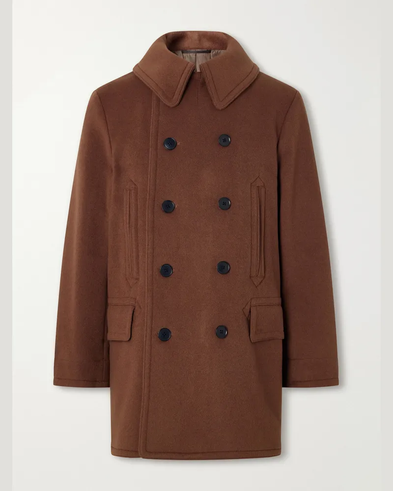 Kaptain Sunshine Double-Breasted Brushed Wool-Felt Coat Brown