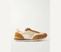 FKT Runner Suede-Trimmed Quilted Canvas Sneakers