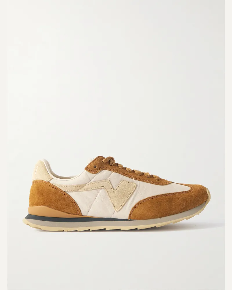 Visvim FKT Runner Suede-Trimmed Quilted Canvas Sneakers Brown