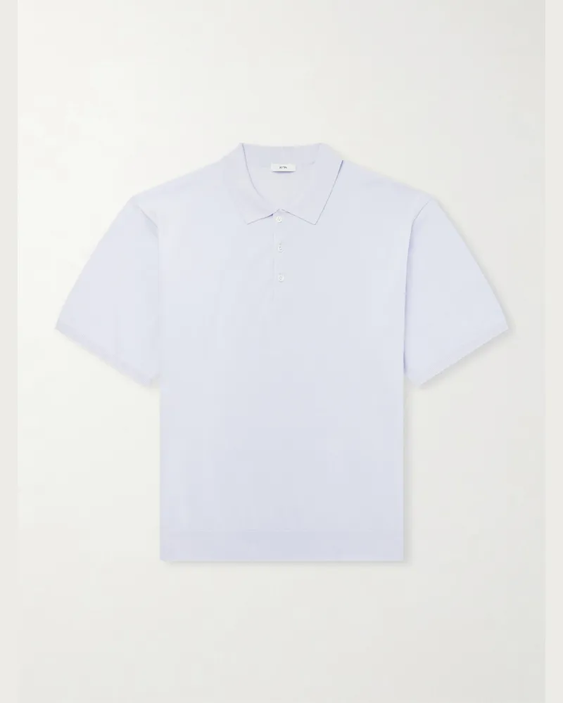 ATON Knitted Polo Shirt Blue